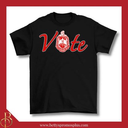 Delta Sigma Theta ΔΣΘ VOTE Screen Printed T-Shirt-Black-Short Sleeve-Small-Delta Sigma Theta Paraphernalia-Delta Sigma Theta T-Shirts-Betty's Promos Plus