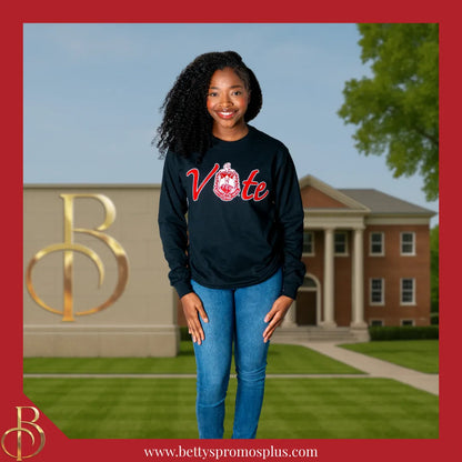 Delta Sigma Theta ΔΣΘ VOTE Screen Printed T-Shirt-Delta Sigma Theta Paraphernalia-Delta Sigma Theta T-Shirts-Betty's Promos Plus