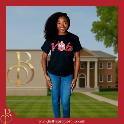 Delta Sigma Theta ΔΣΘ VOTE Screen Printed T-Shirt-Delta Sigma Theta Paraphernalia-Delta Sigma Theta T-Shirts-Betty's Promos Plus