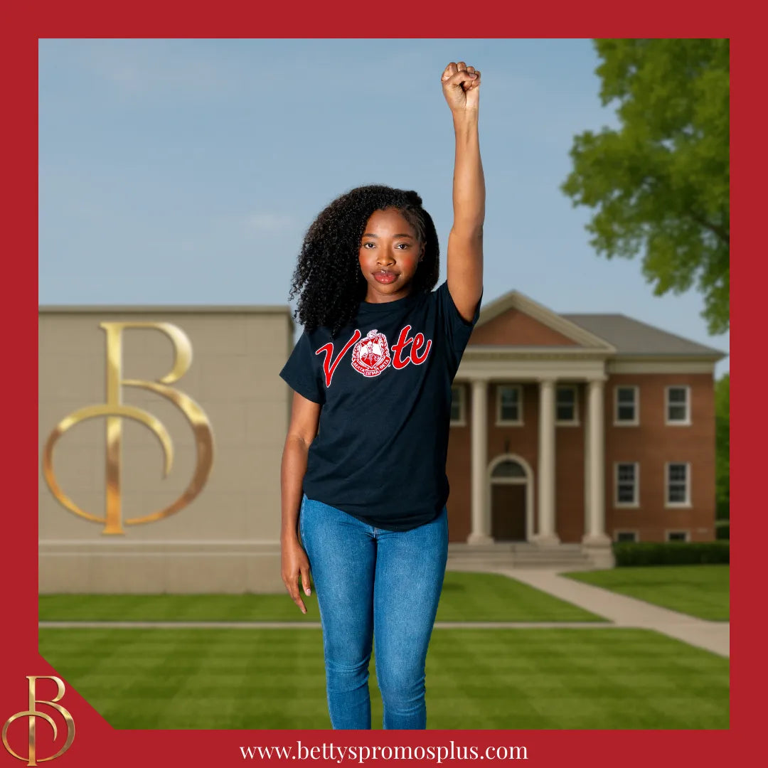 Delta Sigma Theta ΔΣΘ VOTE Screen Printed T-Shirt-Delta Sigma Theta Paraphernalia-Delta Sigma Theta T-Shirts-Betty's Promos Plus
