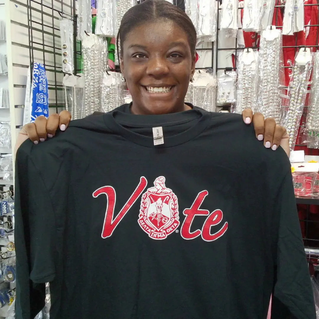 Delta Sigma Theta ΔΣΘ VOTE Screen Printed T-Shirt-Delta Sigma Theta Paraphernalia-Delta Sigma Theta T-Shirts-Betty's Promos Plus