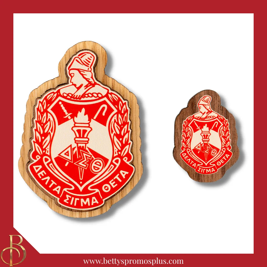 Delta Sigma Theta ΔΣΘ Wooden Shield Decal-Delta Sigma Theta Paraphernalia-Delta Sigma Theta Wood Decal-Betty's Promos Plus