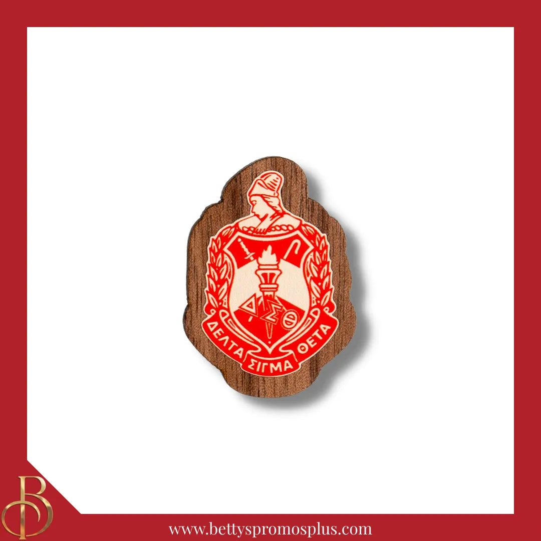 Delta Sigma Theta ΔΣΘ Wooden Shield Decal-Small-Delta Sigma Theta Paraphernalia-Delta Sigma Theta Wood Decal-Betty's Promos Plus