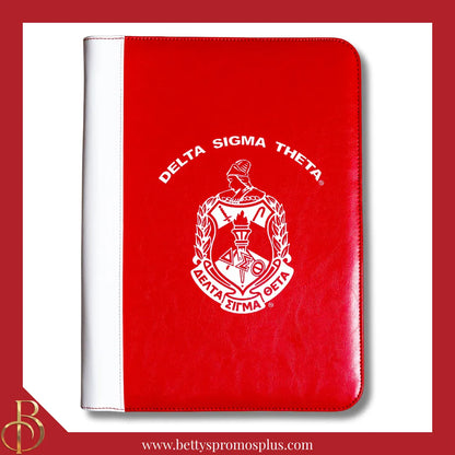Delta Sigma Theta ΔΣΘ Zip Around Business Padfolio-Red-Delta Sigma Theta Paraphernalia-Delta Sigma Theta Padfolio-Betty's Promos Plus