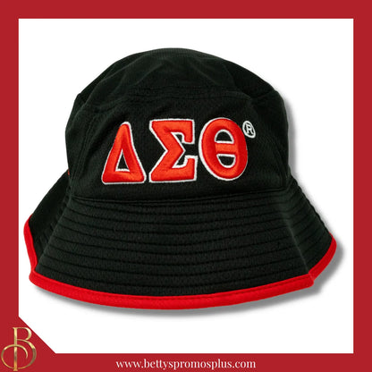 Delta Sigma Theta Mesh Flex Fit ΔΣΘ Embroidered Bucket Hat-Black-Delta Sigma Theta Paraphernalia-Delta Sigma Theta Hats-Betty's Promos Plus