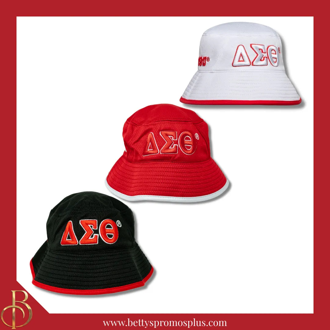 Delta Sigma Theta Mesh Flex Fit ΔΣΘ Embroidered Bucket Hat-Delta Sigma Theta Paraphernalia-Delta Sigma Theta Hats-Betty's Promos Plus