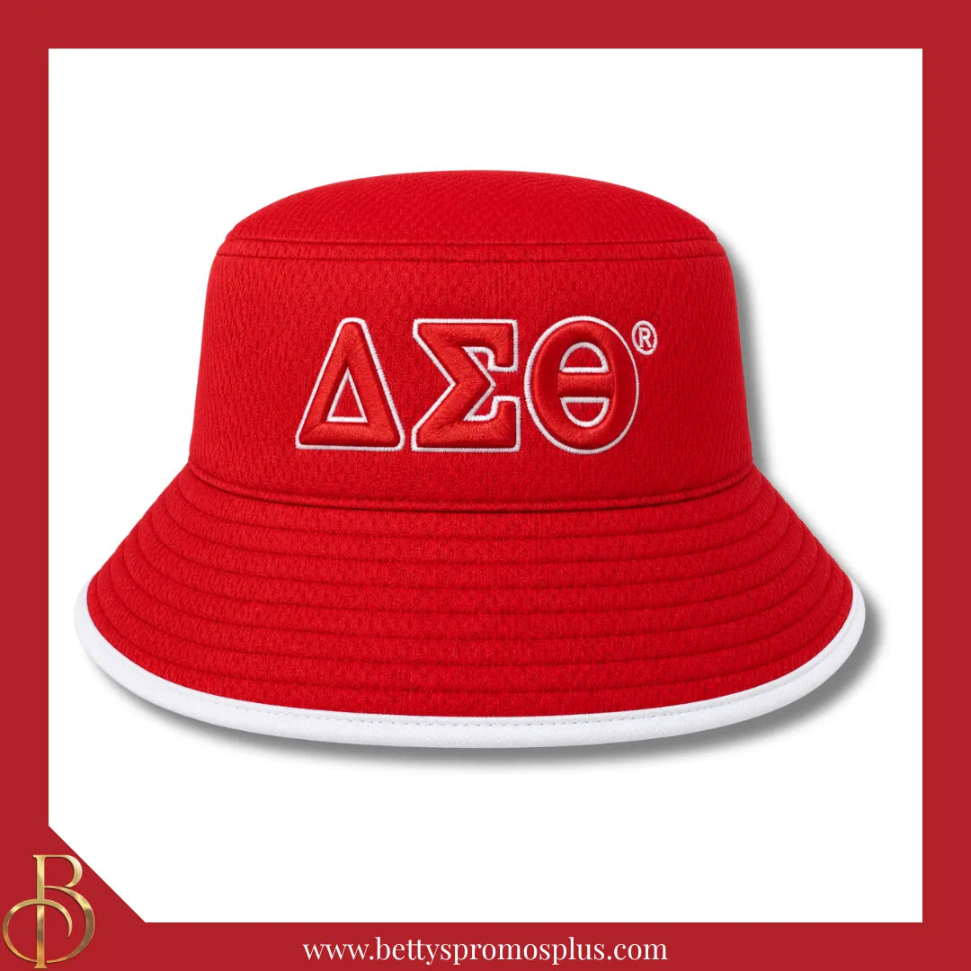 Delta Sigma Theta Mesh Flex Fit ΔΣΘ Embroidered Bucket Hat-Red-Delta Sigma Theta Paraphernalia-Delta Sigma Theta Hats-Betty's Promos Plus