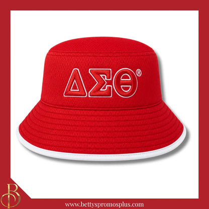 Delta Sigma Theta Mesh Flex Fit ΔΣΘ Embroidered Bucket Hat-Red-Delta Sigma Theta Paraphernalia-Delta Sigma Theta Hats-Betty's Promos Plus