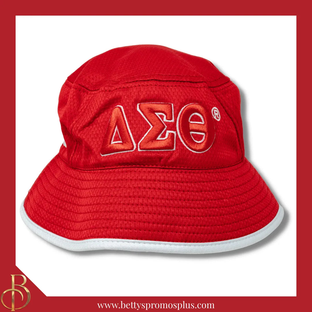 Delta Sigma Theta Mesh Flex Fit ΔΣΘ Embroidered Bucket Hat-Red-Delta Sigma Theta Paraphernalia-Delta Sigma Theta Hats-Betty's Promos Plus