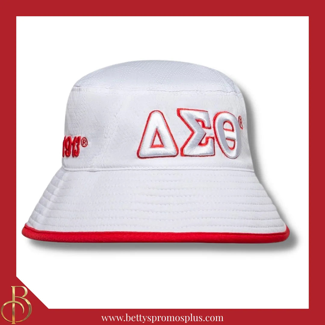Delta Sigma Theta Mesh Flex Fit ΔΣΘ Embroidered Bucket Hat-White-Delta Sigma Theta Paraphernalia-Delta Sigma Theta Hats-Betty's Promos Plus