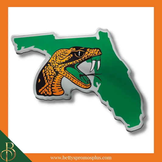 Florida A&M FAMU Rattlers Florida State Shape Car Emblem-FAMU Paraphernalia-FAMU Auto Decal-Betty's Promos Plus