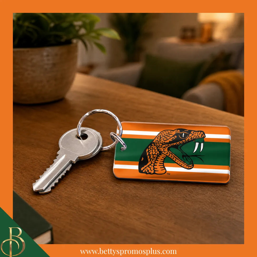 Florida A&M FAMU Rattlers Rectangle Keychain-FAMU Paraphernalia-FAMU Keychain-Betty's Promos Plus