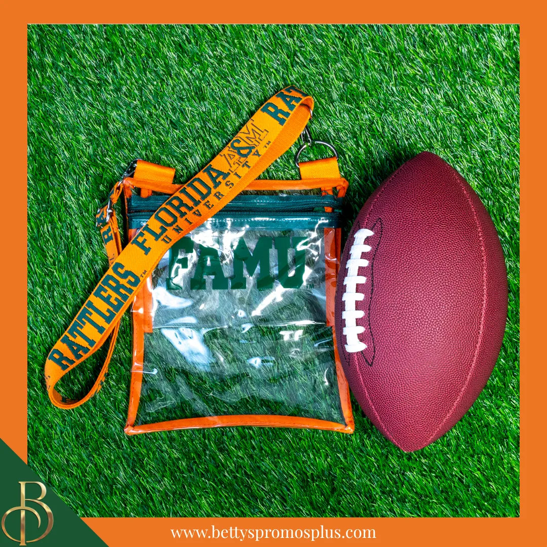 Florida A&M University FAMU Cross Body Clear Stadium Bag-FAMU Paraphernalia-FAMU Stadium Bag-Betty's Promos Plus