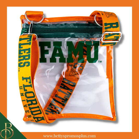 Florida A&M University FAMU Cross Body Clear Stadium Bag-FAMU Paraphernalia-FAMU Stadium Bag-Betty's Promos Plus