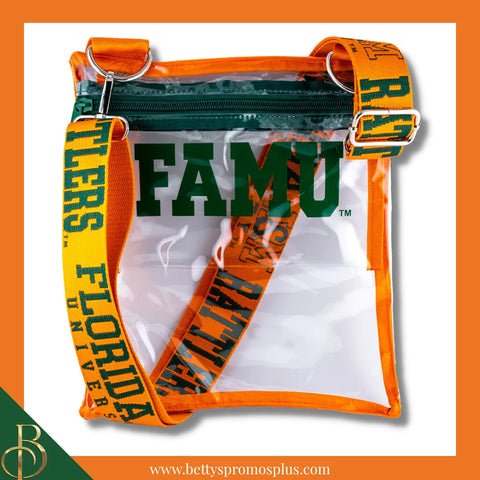 Florida A&M University FAMU Cross Body Clear Stadium Bag-FAMU Paraphernalia-FAMU Stadium Bag-Betty's Promos Plus
