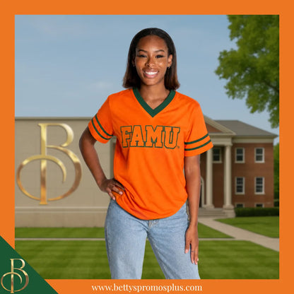 Florida A&M University FAMU Double Stitched Appliqué Embroidered Jersey T-Shirt-BCU Paraphernalia-BCU T-Shirts-Betty's Promos Plus