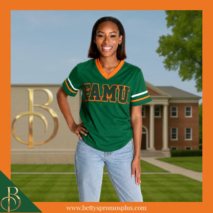 Florida A&M University FAMU Double Stitched Appliqué Embroidered Jersey T-Shirt-BCU Paraphernalia-BCU T-Shirts-Betty's Promos Plus