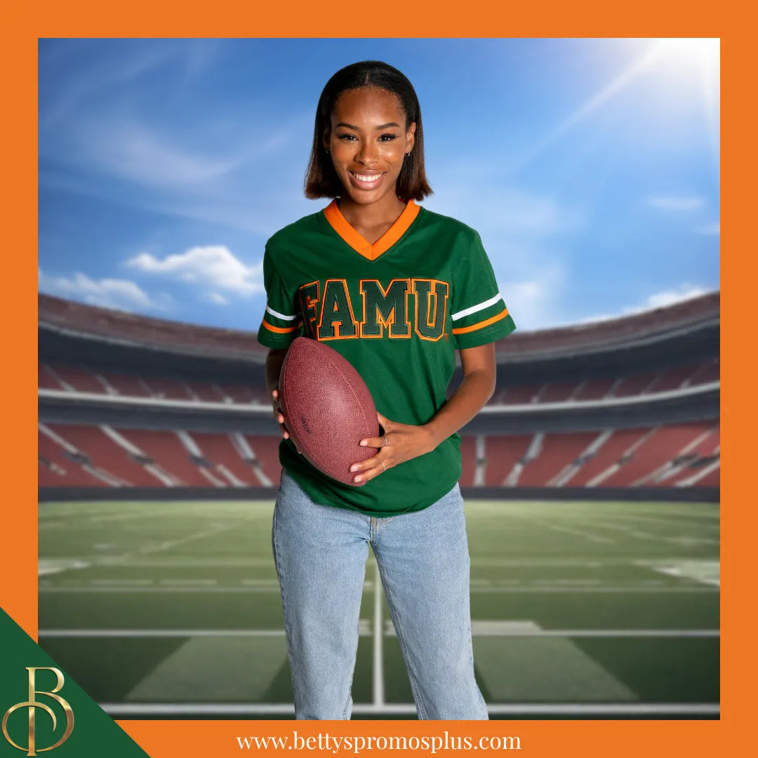 Florida A&M University FAMU Double Stitched Appliqué Embroidered Jersey T-Shirt Orange / Small