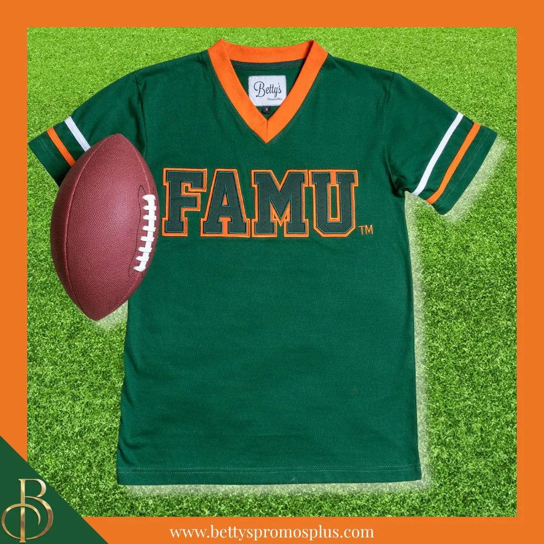 Florida A&M University FAMU Double Stitched Appliqué Embroidered Jersey T-Shirt-BCU Paraphernalia-BCU T-Shirts-Betty's Promos Plus