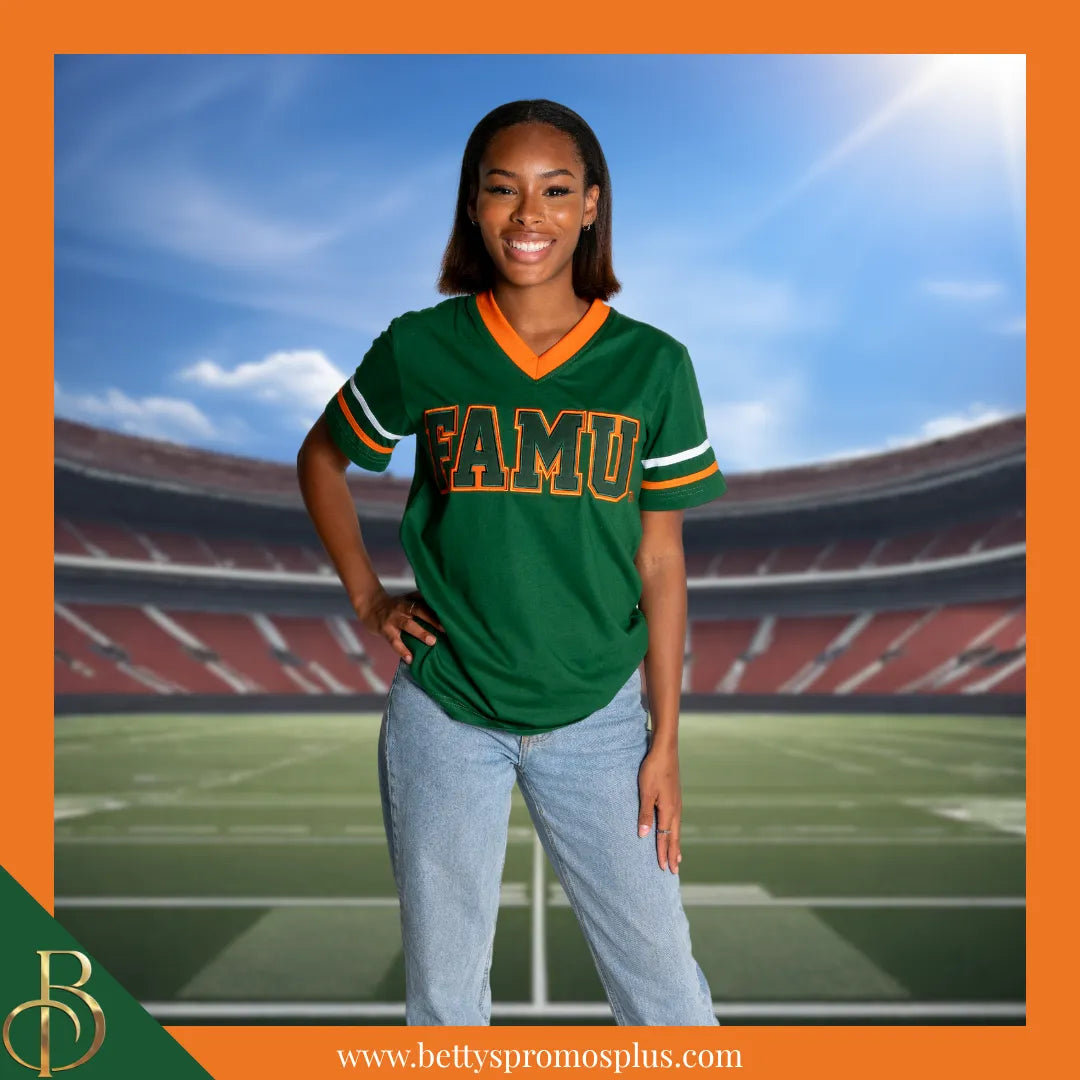 Florida A&M University FAMU Double Stitched Appliqué Embroidered Jersey T-Shirt-BCU Paraphernalia-BCU T-Shirts-Betty's Promos Plus