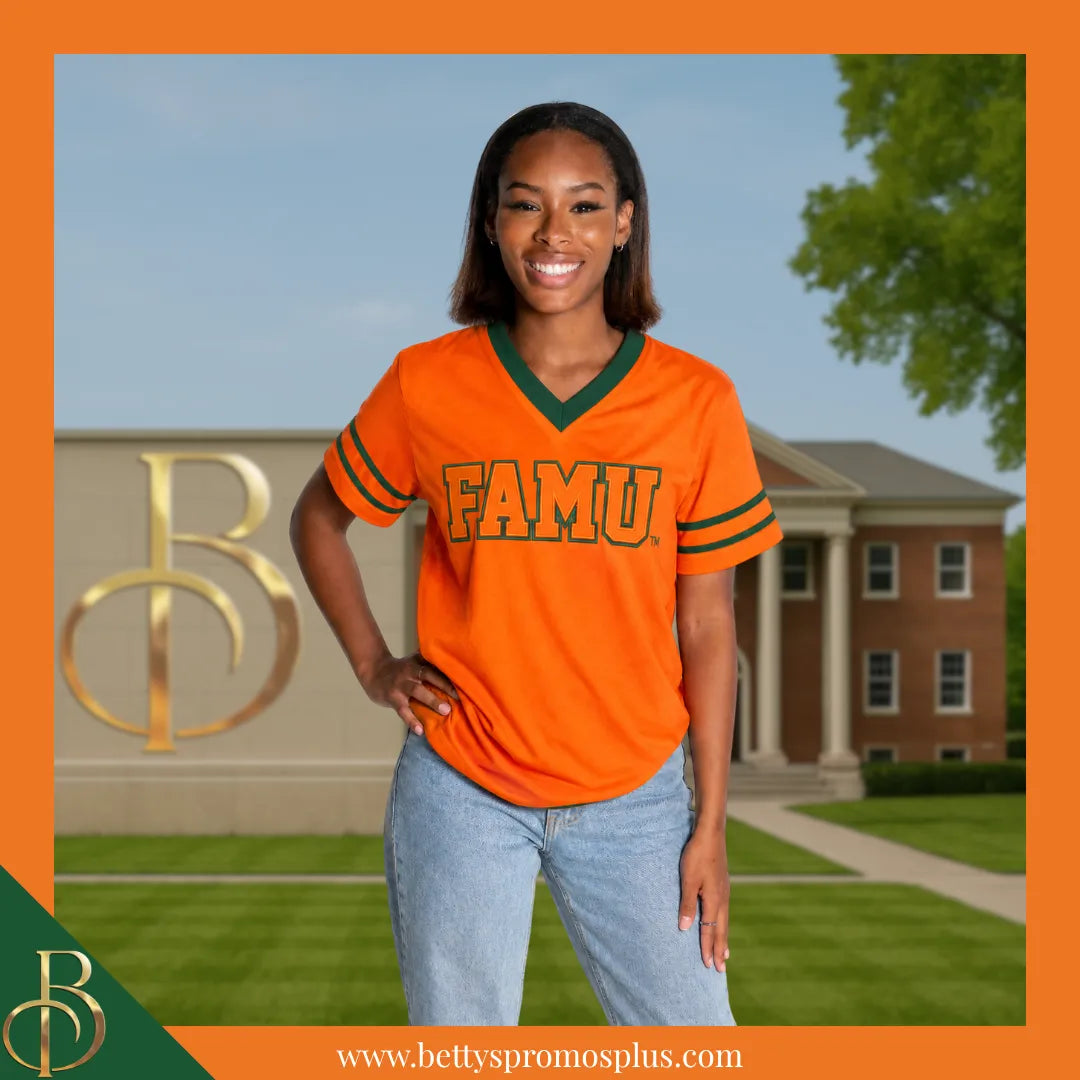Florida A&M University FAMU Double Stitched Appliqué Embroidered Jersey T-Shirt-BCU Paraphernalia-BCU T-Shirts-Betty's Promos Plus