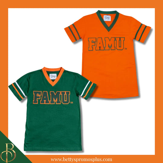 Florida A&M University FAMU Double Stitched Appliqué Embroidered Jersey T-Shirt-BCU Paraphernalia-BCU T-Shirts-Betty's Promos Plus