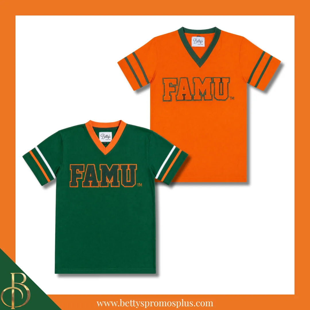 Florida A&M University FAMU Double Stitched Appliqué Embroidered Jersey T-Shirt-BCU Paraphernalia-BCU T-Shirts-Betty's Promos Plus