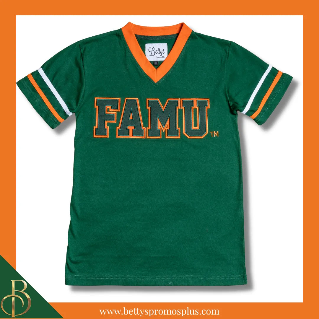 Florida A&M University FAMU Double Stitched Appliqué Embroidered Jersey T-Shirt-Green-Small-BCU Paraphernalia-BCU T-Shirts-Betty's Promos Plus