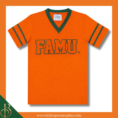 Florida A&M University FAMU Double Stitched Appliqué Embroidered Jersey T-Shirt-Orange-Small-BCU Paraphernalia-BCU T-Shirts-Betty's Promos Plus