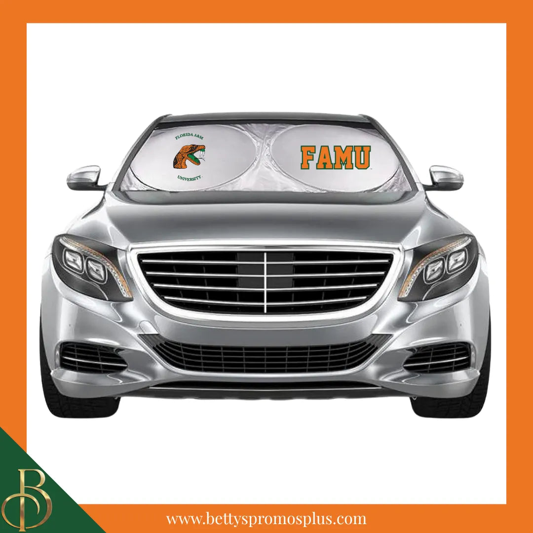 Florida A&M University FAMU Rattler Collapsible Car Sun Shade with Pouch-FAMU Paraphernalia-FAMU Car Shade-Betty's Promos Plus