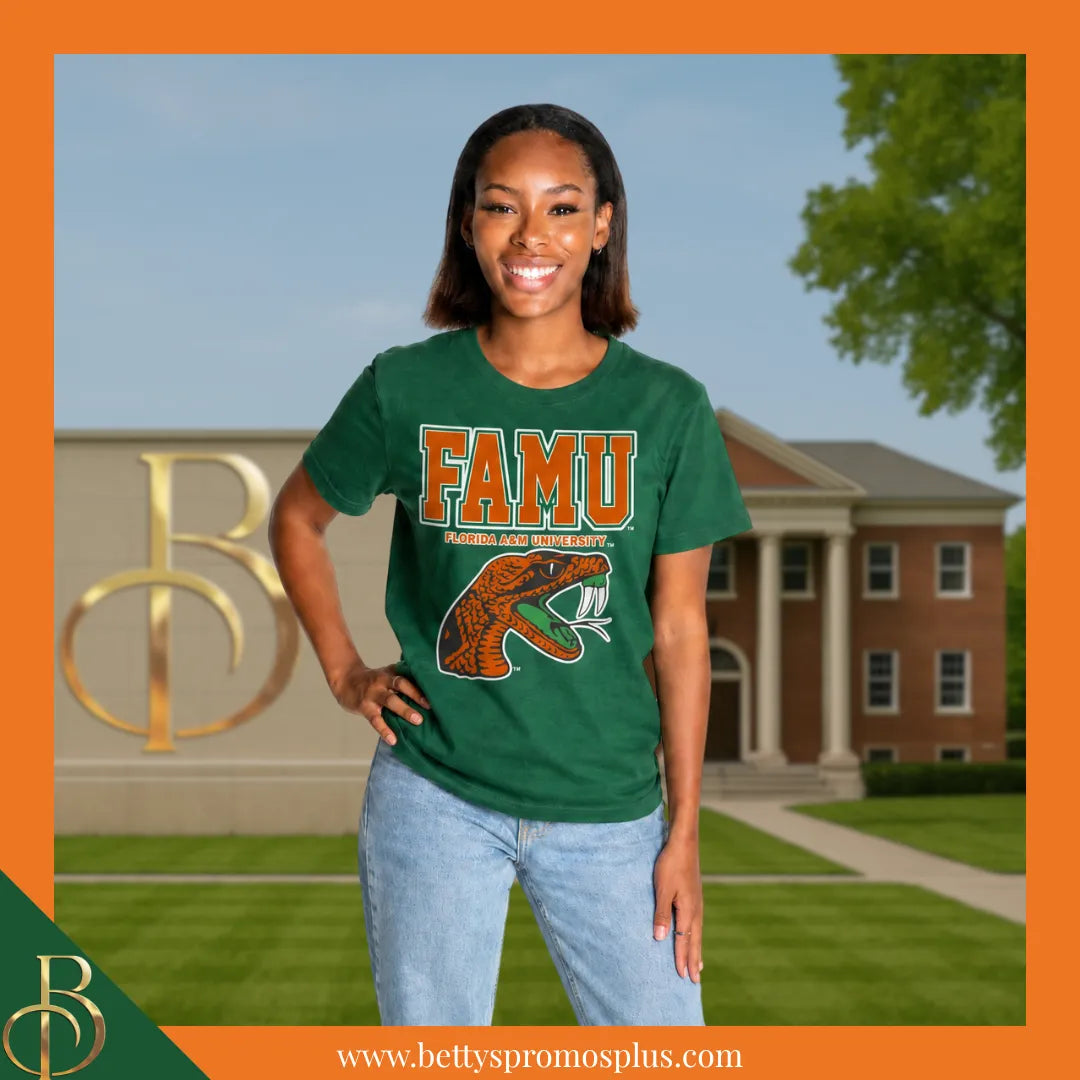Florida A&M University FAMU Rattlers Screen Printed T-Shirt-FAMU Paraphernalia-FAMU T-Shirts-Betty's Promos Plus