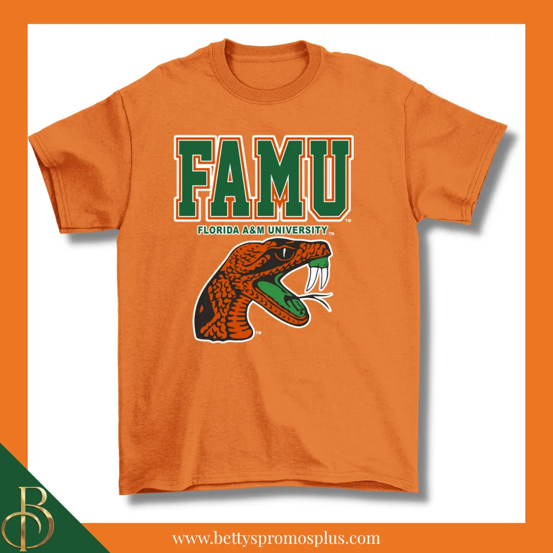 Florida A&M University FAMU Rattlers Screen Printed T-Shirt-Orange-Small-FAMU Paraphernalia-FAMU T-Shirts-Betty's Promos Plus