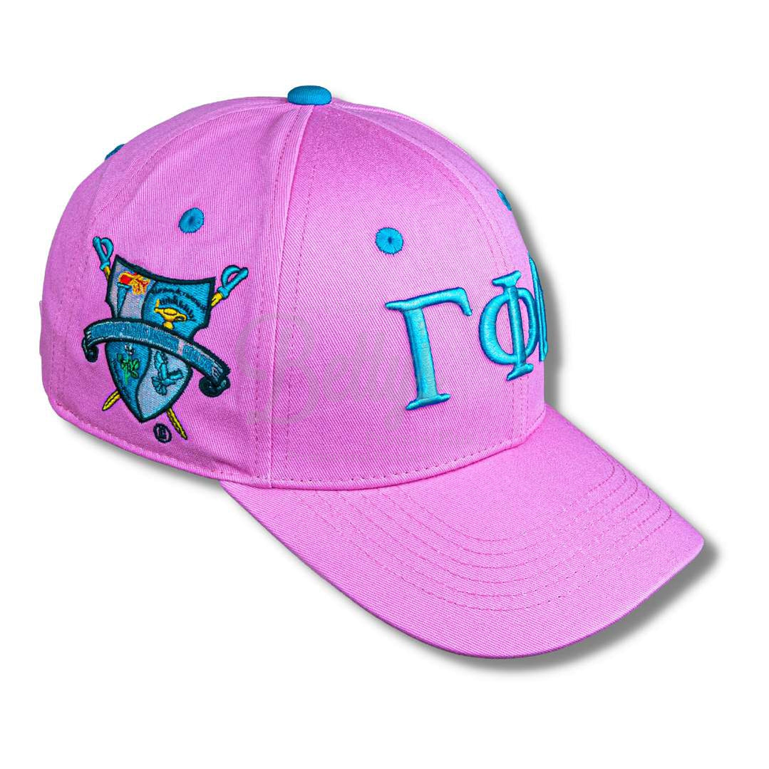 Gamma Phi Delta ΓΦΔ Embroidered Shield Baseball Cap-Pink- Paraphernalia- Hats-Betty's Promos Plus