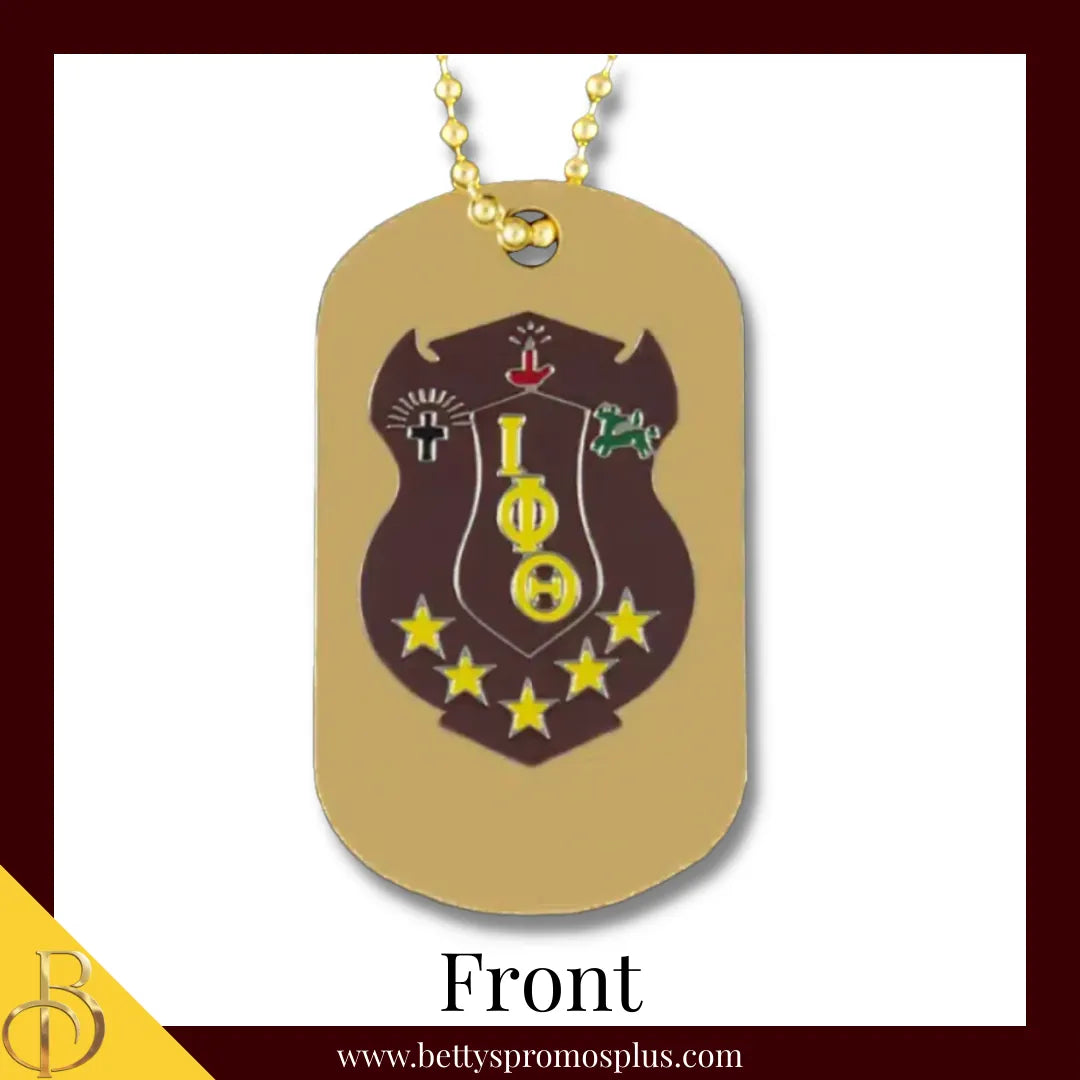 Iota Phi Theta Double Sided ΙΦΘ Dog Tag with Greek Letters and Shield-Iota Phi Theta Paraphernalia-Iota Phi Theta Dog Tag-Betty's Promos Plus