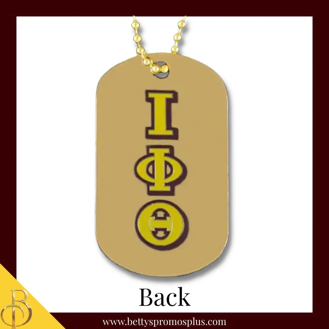 Iota Phi Theta Double Sided ΙΦΘ Dog Tag with Greek Letters and Shield-Iota Phi Theta Paraphernalia-Iota Phi Theta Dog Tag-Betty's Promos Plus