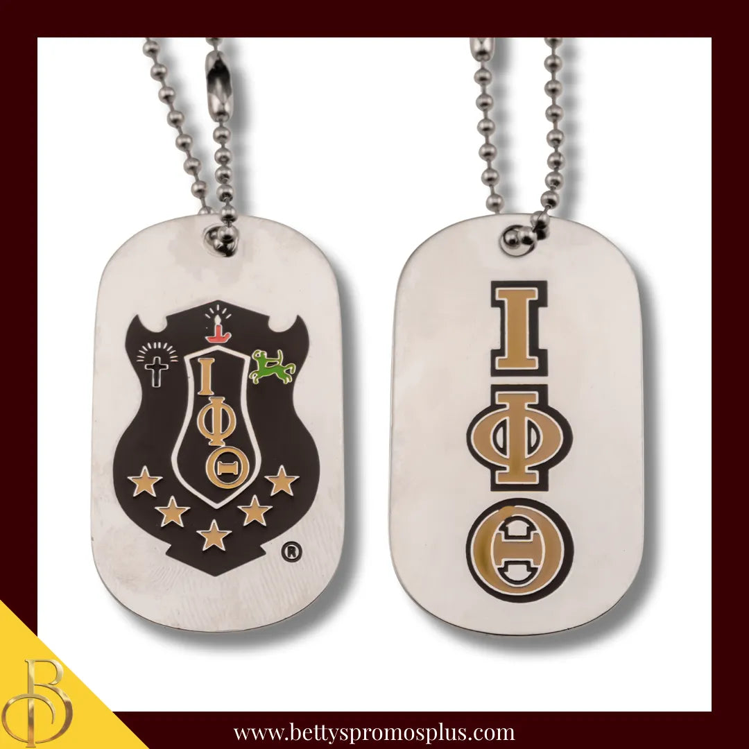 Iota Phi Theta Double Sided ΙΦΘ Dog Tag with Greek Letters and Shield-Iota Phi Theta Paraphernalia-Iota Phi Theta Dog Tag-Betty's Promos Plus