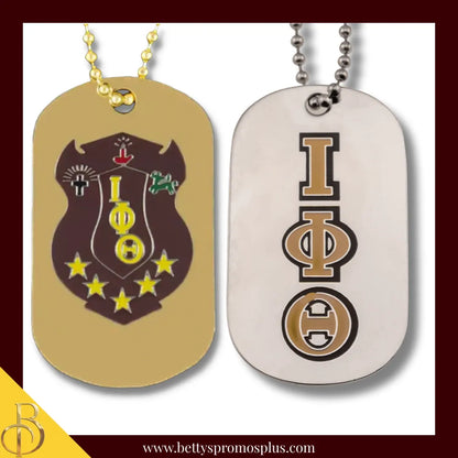 Iota Phi Theta Double Sided ΙΦΘ Dog Tag with Greek Letters and Shield-Iota Phi Theta Paraphernalia-Iota Phi Theta Dog Tag-Betty's Promos Plus