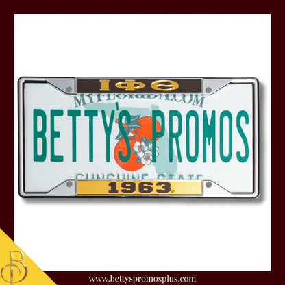 Iota Phi Theta ΙΦΘ 1963 Chrome Laser Engraved Mirrored Acrylic Auto Tag License Plate Frame-Gold Bottom-Iota Phi Theta Paraphernalia-Iota Phi Theta Auto Tag-Betty's Promos Plus