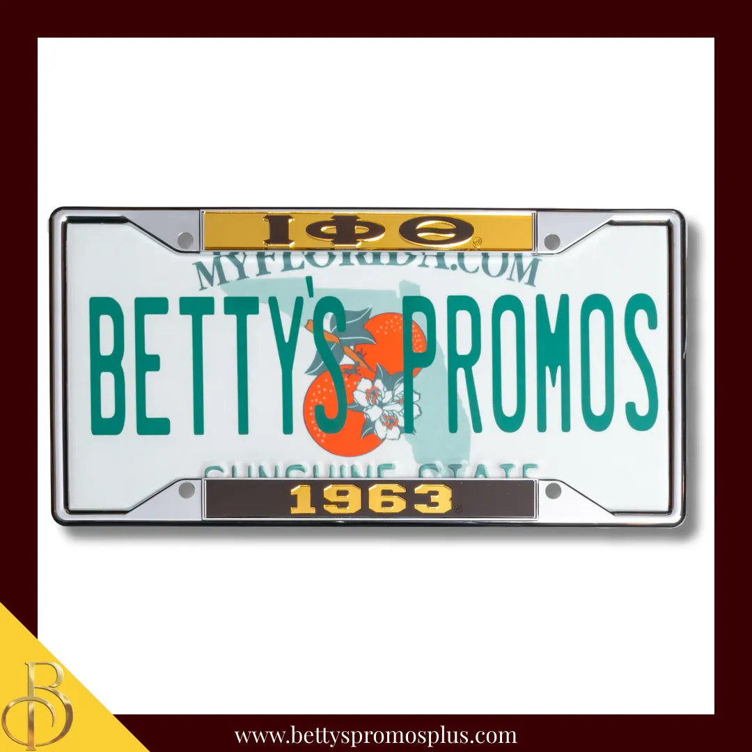 Iota Phi Theta ΙΦΘ 1963 Chrome Laser Engraved Mirrored Acrylic Auto Tag License Plate Frame-Iota Phi Theta Paraphernalia-Iota Phi Theta Auto Tag-Betty's Promos Plus