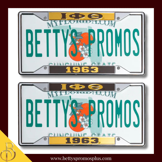 Iota Phi Theta ΙΦΘ 1963 Chrome Laser Engraved Mirrored Acrylic Auto Tag License Plate Frame-Iota Phi Theta Paraphernalia-Iota Phi Theta Auto Tag-Betty's Promos Plus