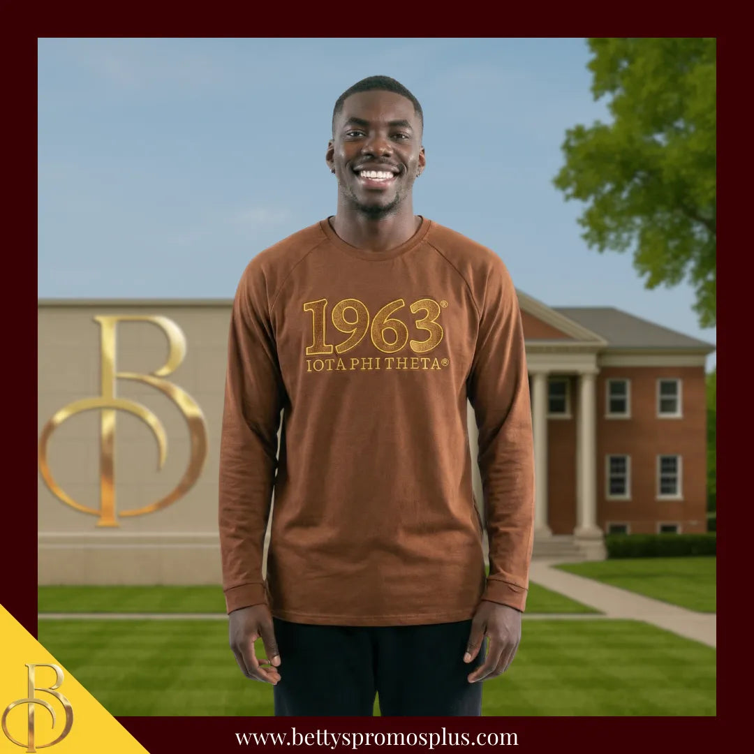 Iota Phi Theta ΙΦΘ 1963 Embroidered Long Sleeve T-Shirt-Iota Phi Theta Paraphernalia-Iota Phi Theta T-Shirts-Betty's Promos Plus
