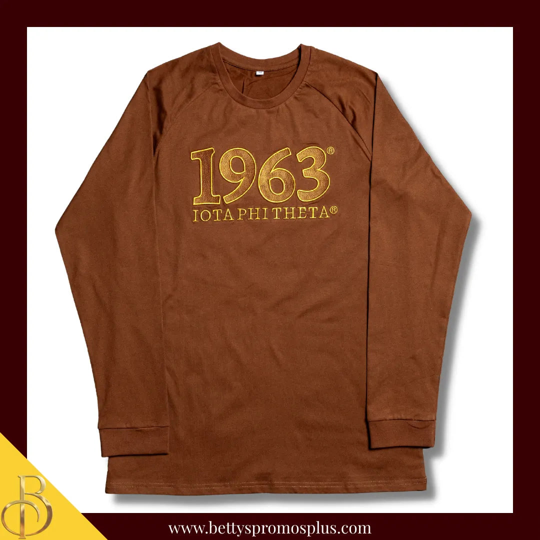 Iota Phi Theta ΙΦΘ 1963 Embroidered Long Sleeve T-Shirt-Iota Phi Theta Paraphernalia-Iota Phi Theta T-Shirts-Betty's Promos Plus