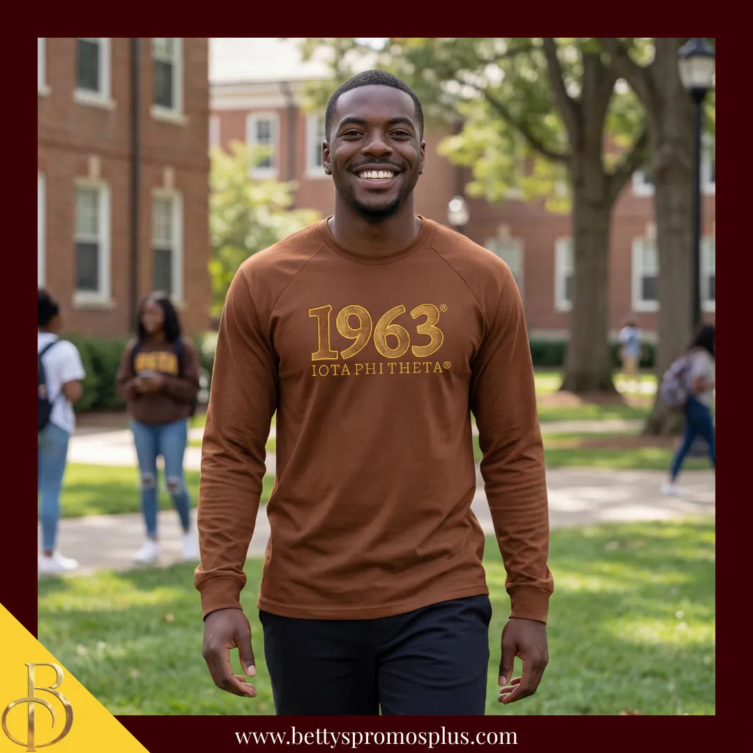 Iota Phi Theta ΙΦΘ 1963 Embroidered Long Sleeve T-Shirt-Iota Phi Theta Paraphernalia-Iota Phi Theta T-Shirts-Betty's Promos Plus