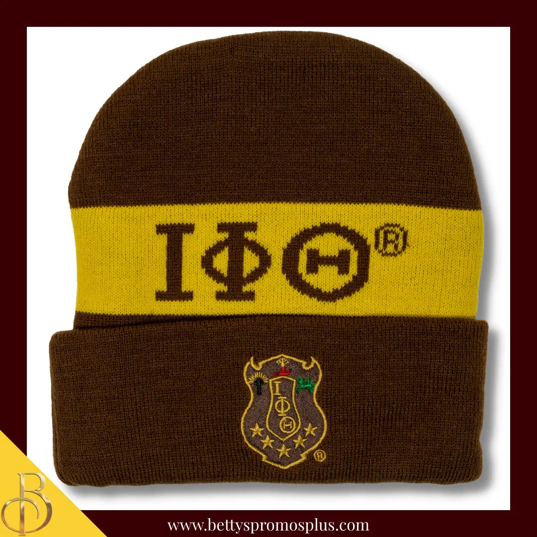 Iota Phi Theta ΙΦΘ 1963 Embroidered Shield Knit Crest Beanie-Iota Phi Theta Paraphernalia-Iota Phi Theta Hats-Betty's Promos Plus