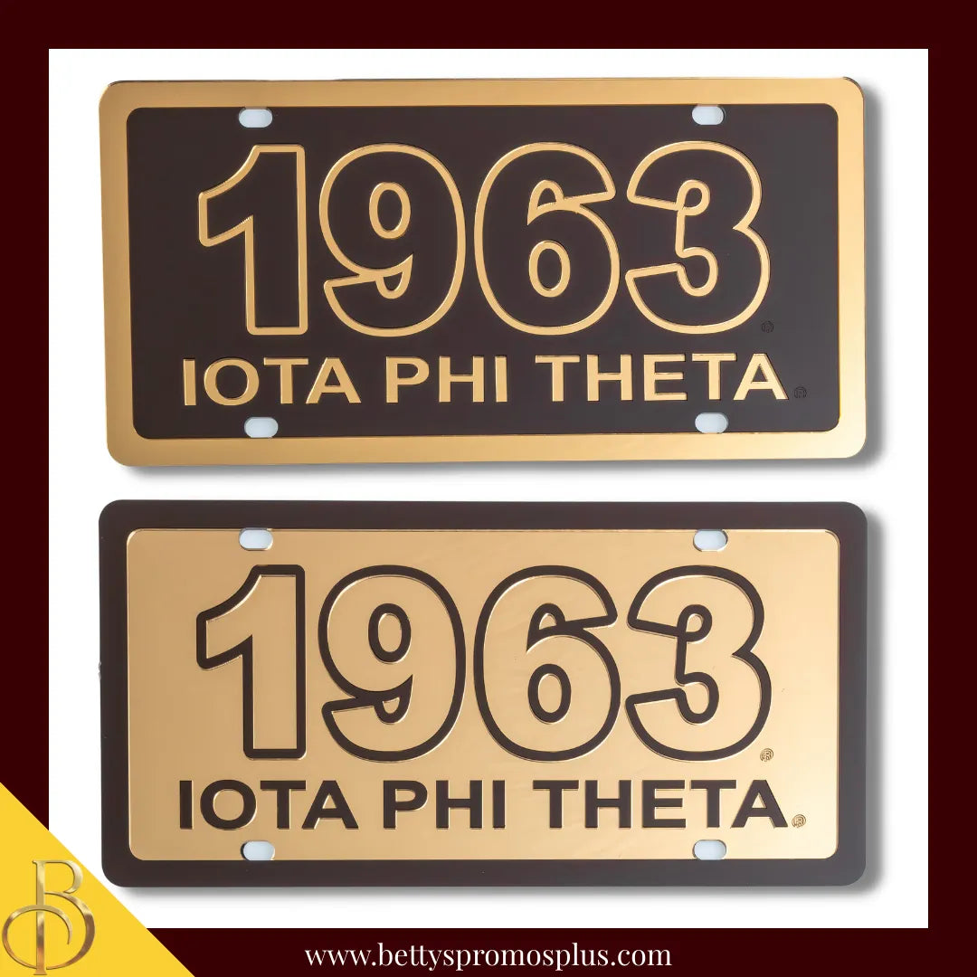 Iota Phi Theta ΙΦΘ 1963 with Iota Phi Theta Laser Engraved Mirrored Acrylic Auto Tag License Plate-Iota Phi Theta Paraphernalia-Iota Phi Theta Auto Tag-Betty's Promos Plus