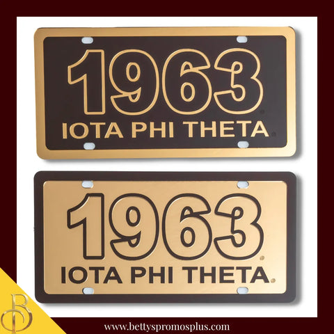 Iota Phi Theta ΙΦΘ 1963 with Iota Phi Theta Laser Engraved Mirrored Acrylic Auto Tag License Plate-Iota Phi Theta Paraphernalia-Iota Phi Theta Auto Tag-Betty's Promos Plus