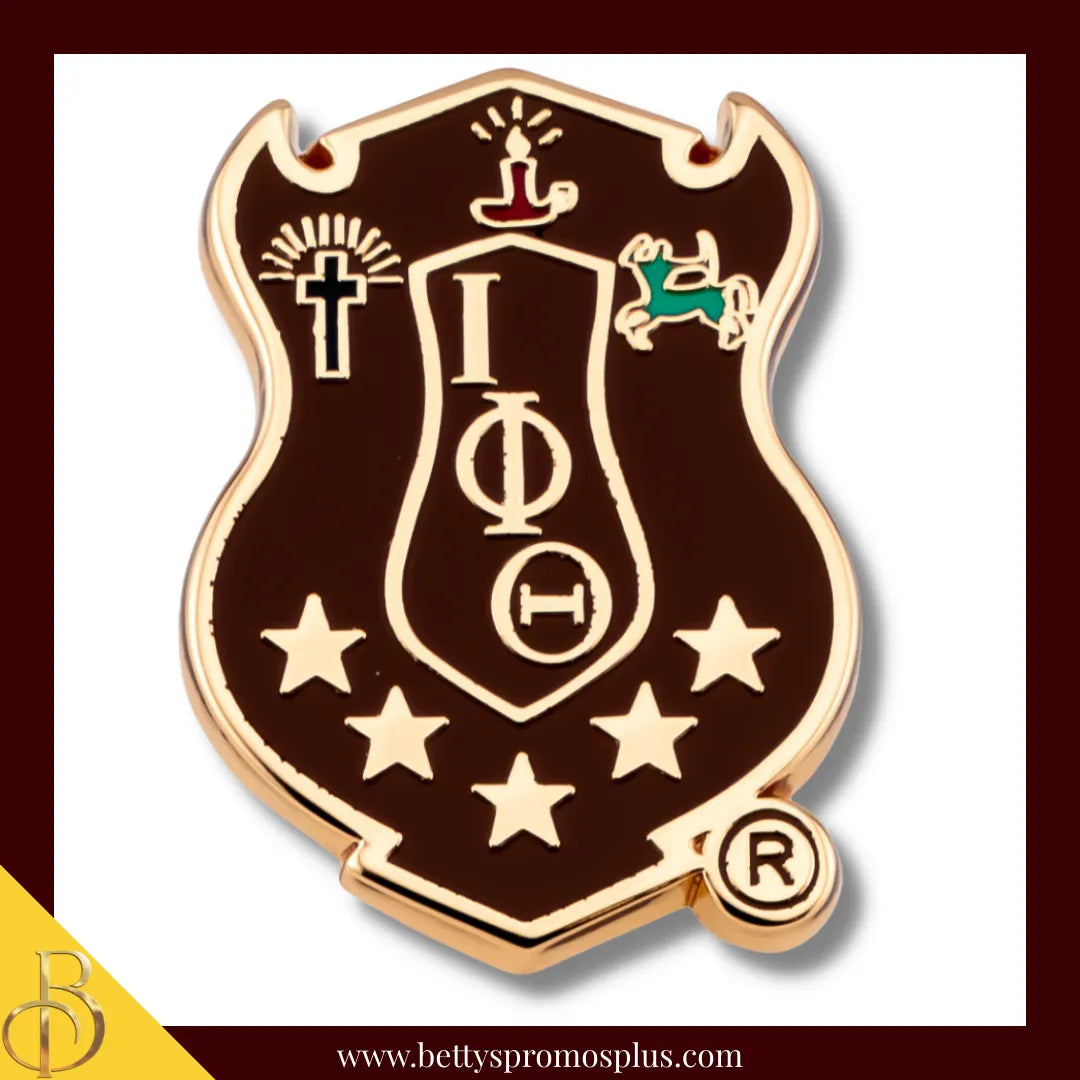 Iota Phi Theta ΙΦΘ 3D Color Shield Greek Fraternity Lapel Pin-Brown-Iota Phi Theta Paraphernalia-Iota Phi Theta Lapel Pin-Betty's Promos Plus