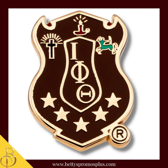 Iota Phi Theta ΙΦΘ 3D Color Shield Greek Fraternity Lapel Pin-Brown-Iota Phi Theta Paraphernalia-Iota Phi Theta Lapel Pin-Betty's Promos Plus