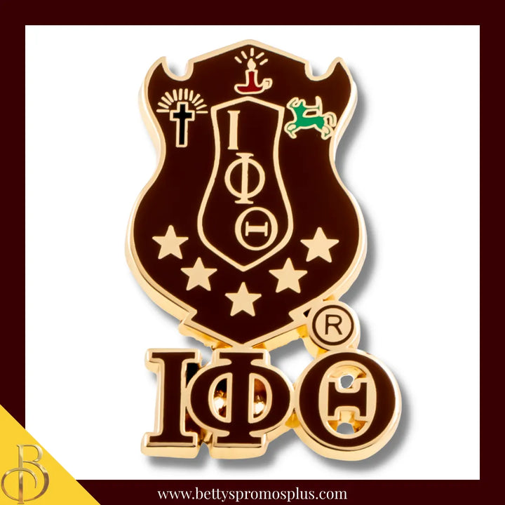 Iota Phi Theta ΙΦΘ 3D Color Shield with Letters Greek Fraternity Lapel Pin