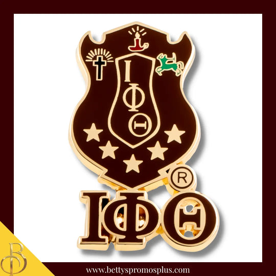 Iota Phi Theta ΙΦΘ 3D Color Shield with Letters Greek Fraternity Lapel Pin-Iota Phi Theta Paraphernalia-Iota Phi Theta Lapel Pin-Betty's Promos Plus